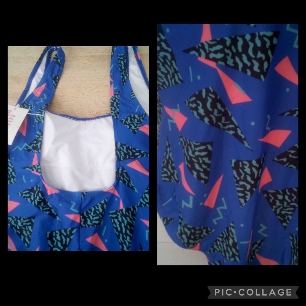Blue one piece swimsuit. - Picture 4 of 5